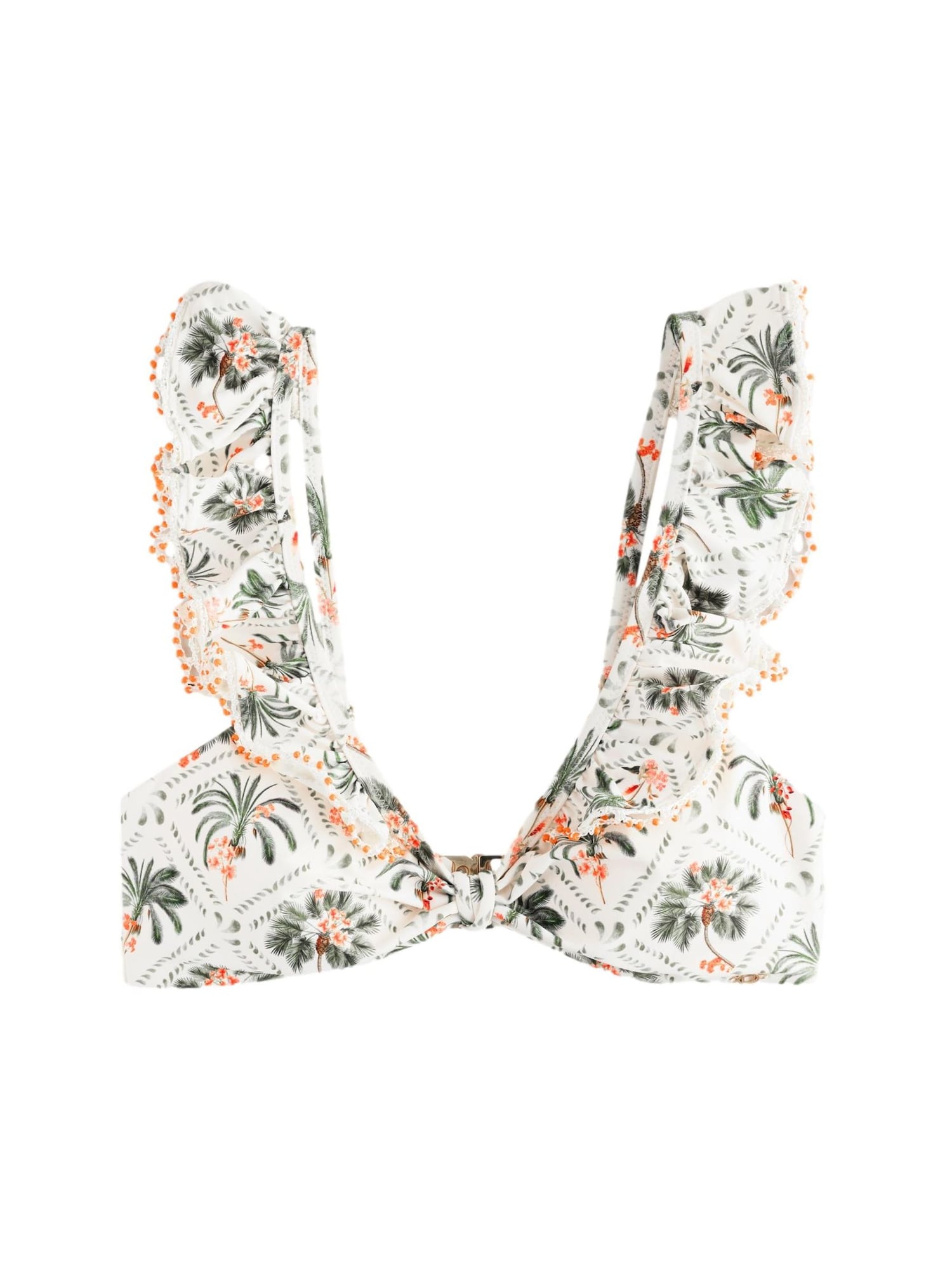 Next Sutien costum de baie  ecru / verde închis / portocaliu închis