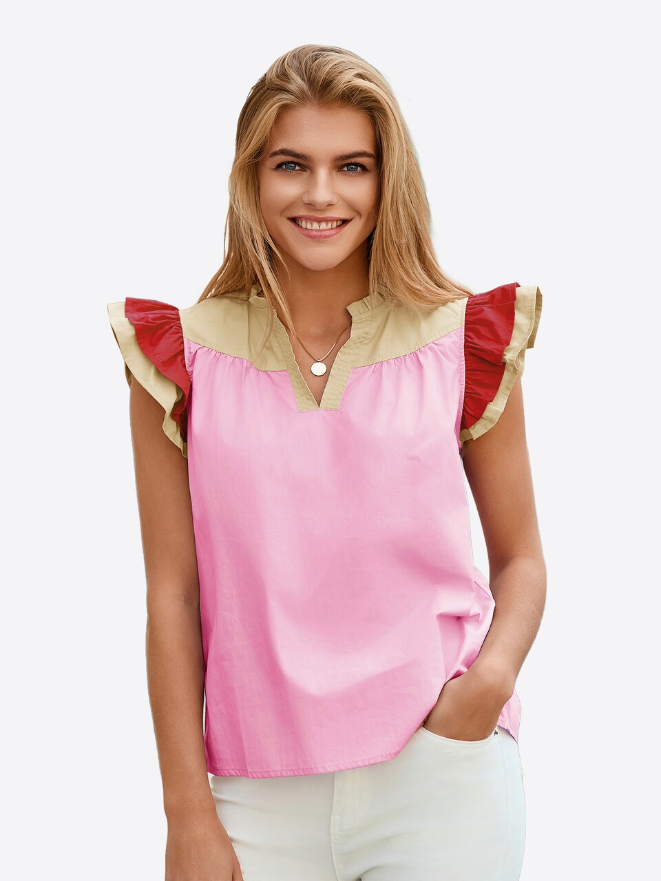 Blus khaki / rosa