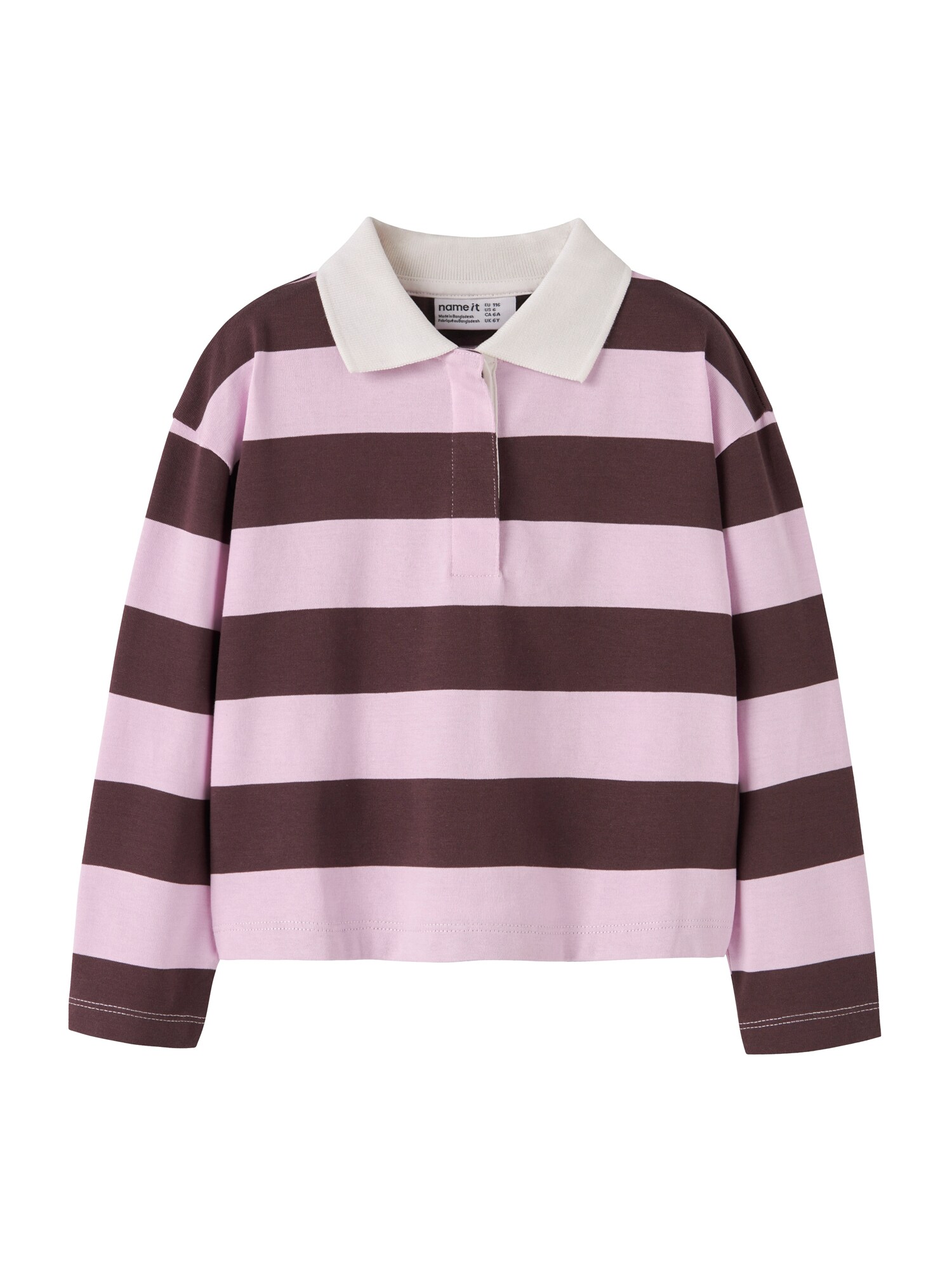 NAME IT Poloshirt 'NKFOLLIE' rosa / weinrot / weiß