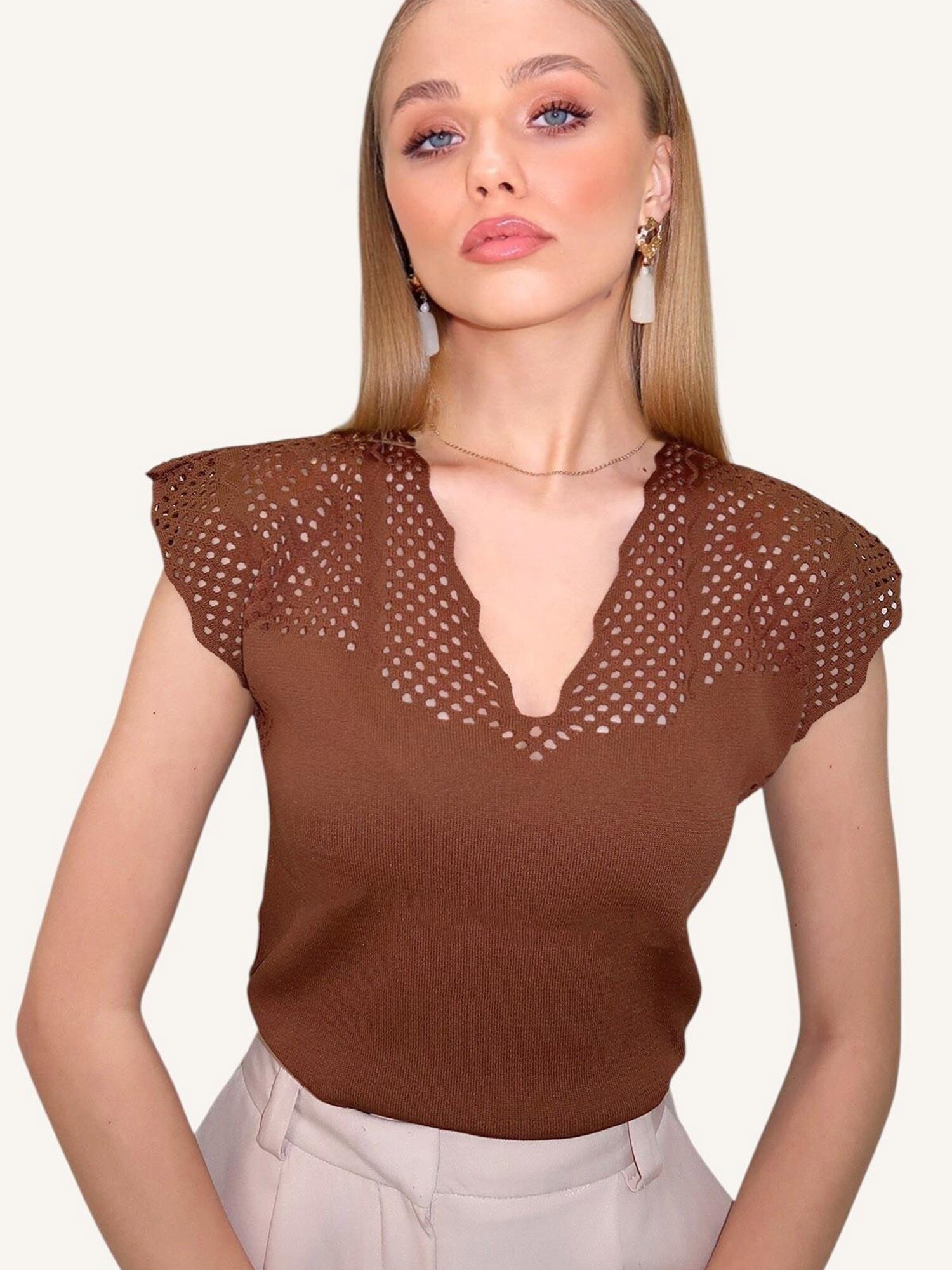 Trend Alaçatı Stili Jersey  marrón