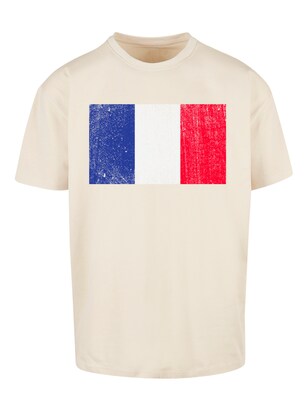 F4NT4STIC Shirt ‘France Frankreich Flagge distressed’ Sand / Blauw / Rood / Wit