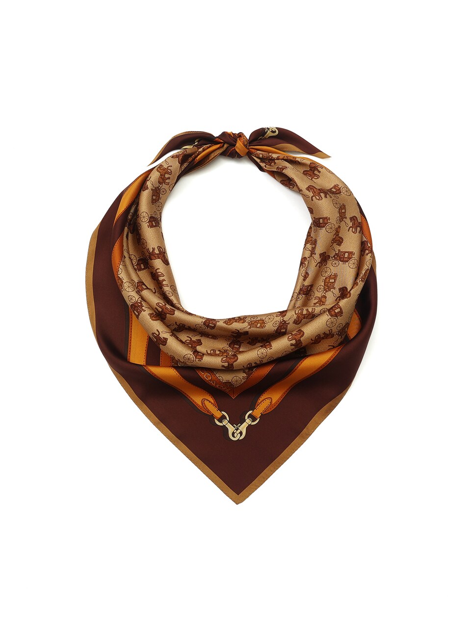 Halsduk 'Horse And Carriage' beige / choklad