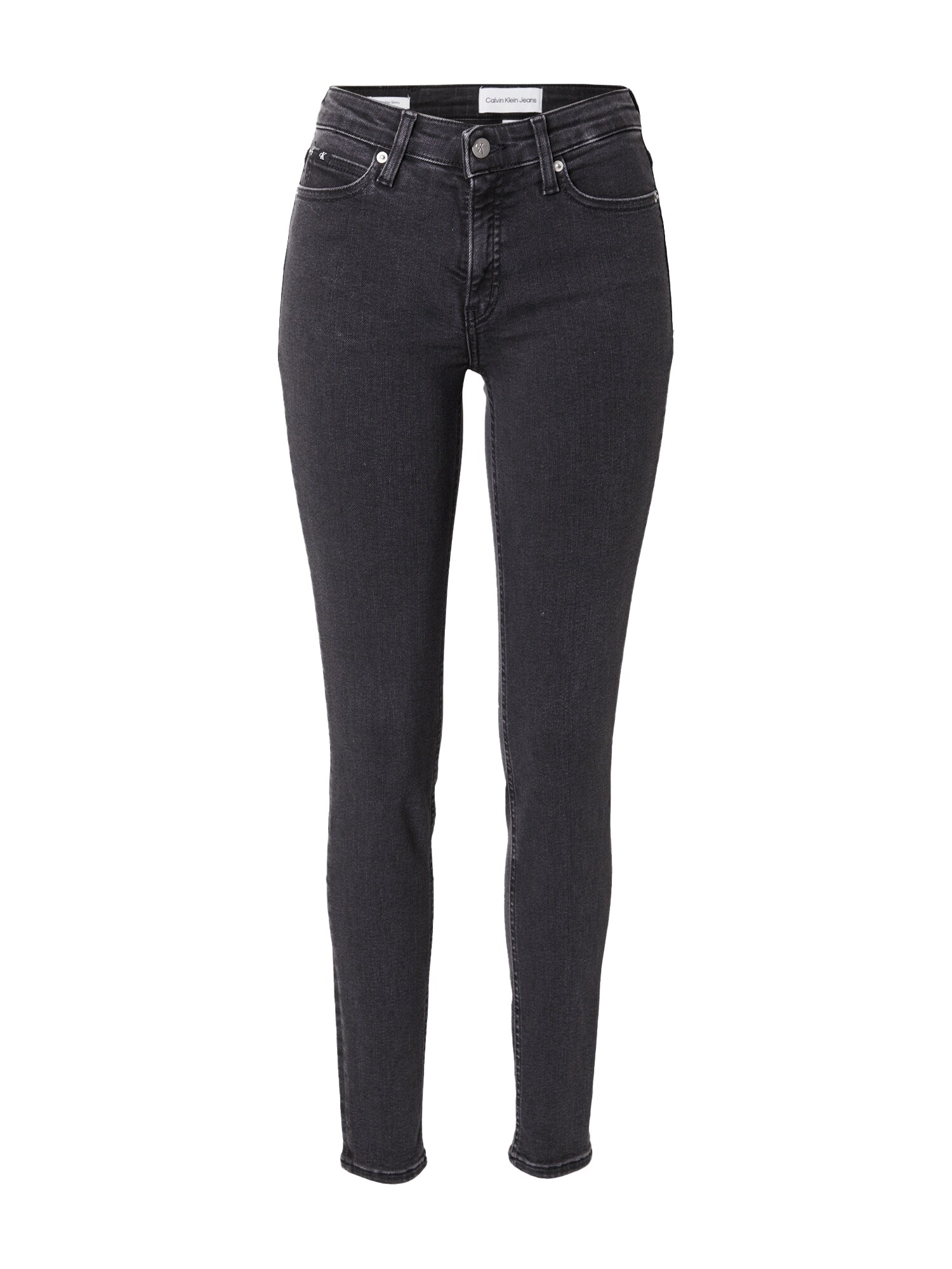 Calvin Klein Jeans Džínsy 'MID RISE SKINNY'  čierny denim