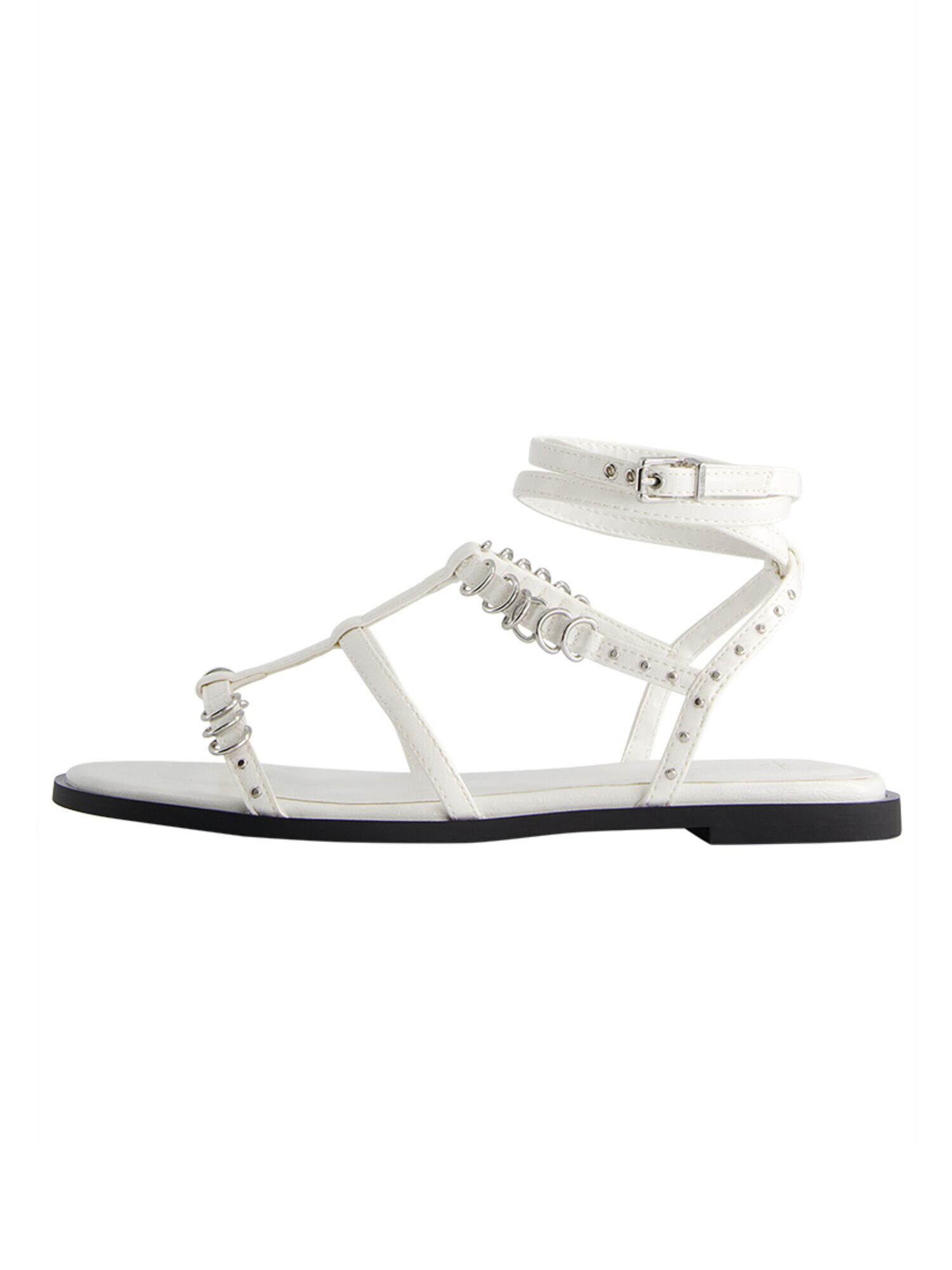 Bershka Pántos szandál  ezüst / fehér termék 2. képe