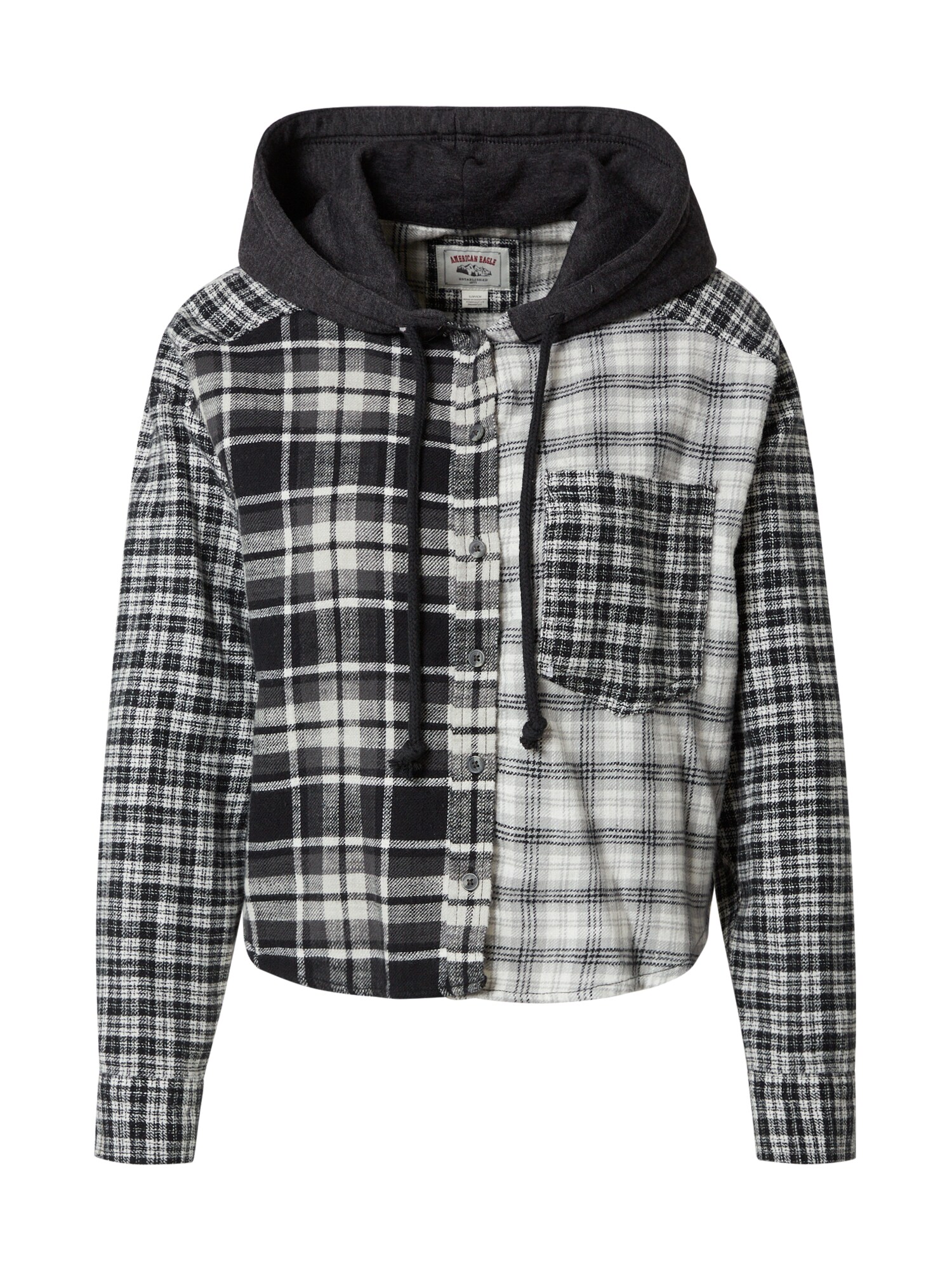 American Eagle Tepláková bunda  čierna / biela