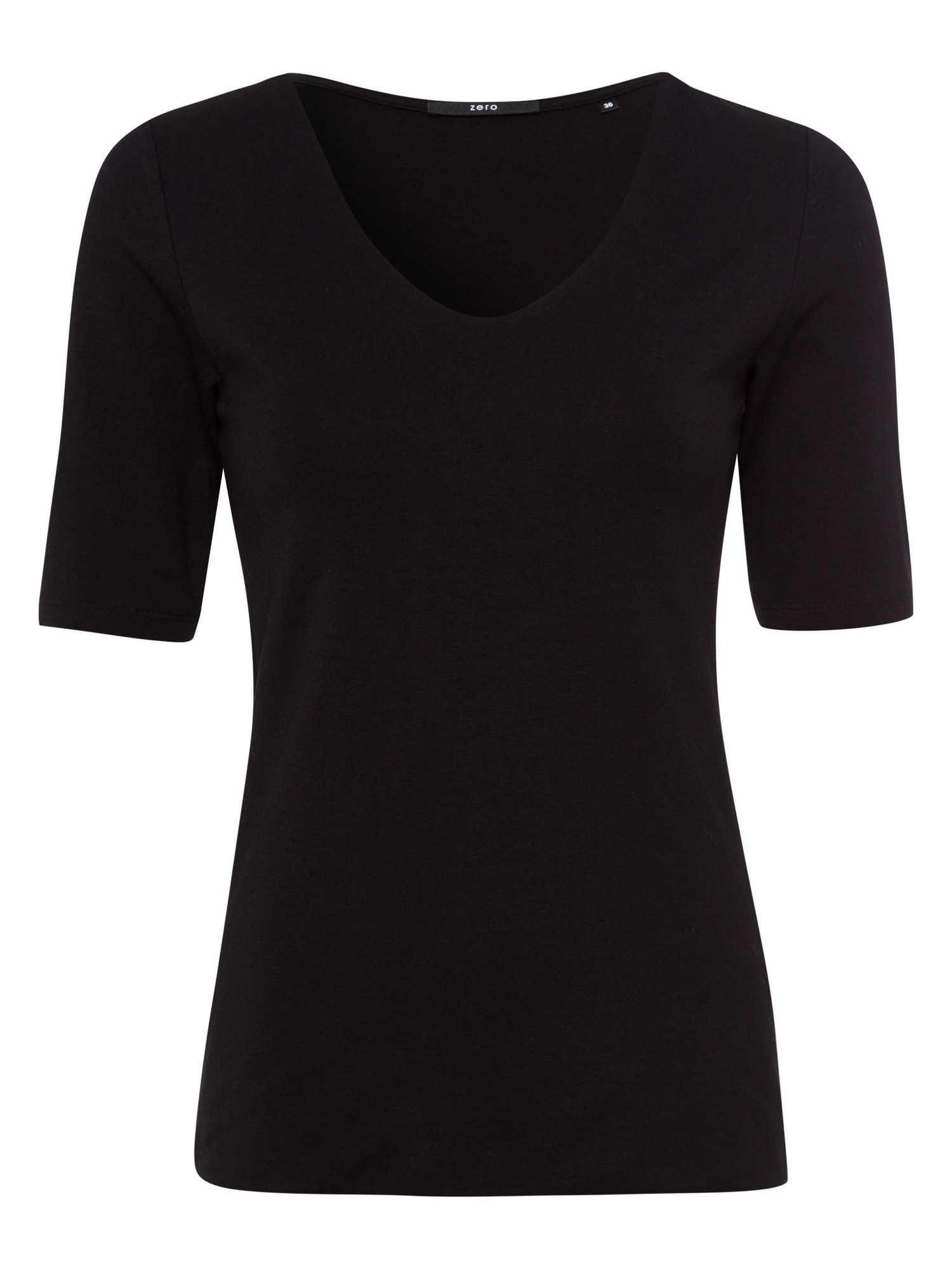 zero Shirt mit V-Ausschnitt schwarz