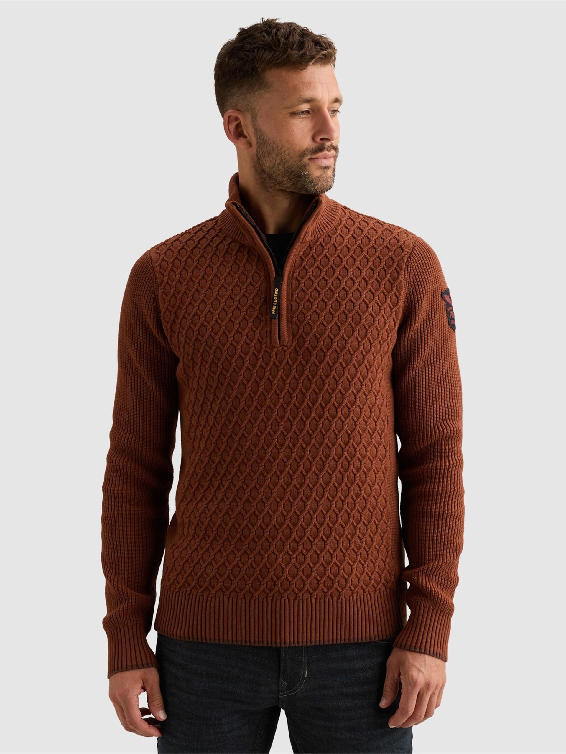 PME Legend Tröja 'Pullover with half-zip and mixed textures' herr