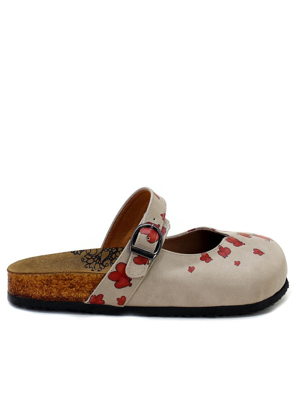 Träskor 'Women Calceo Beige Clogs CAL2210 with hearts and dog'