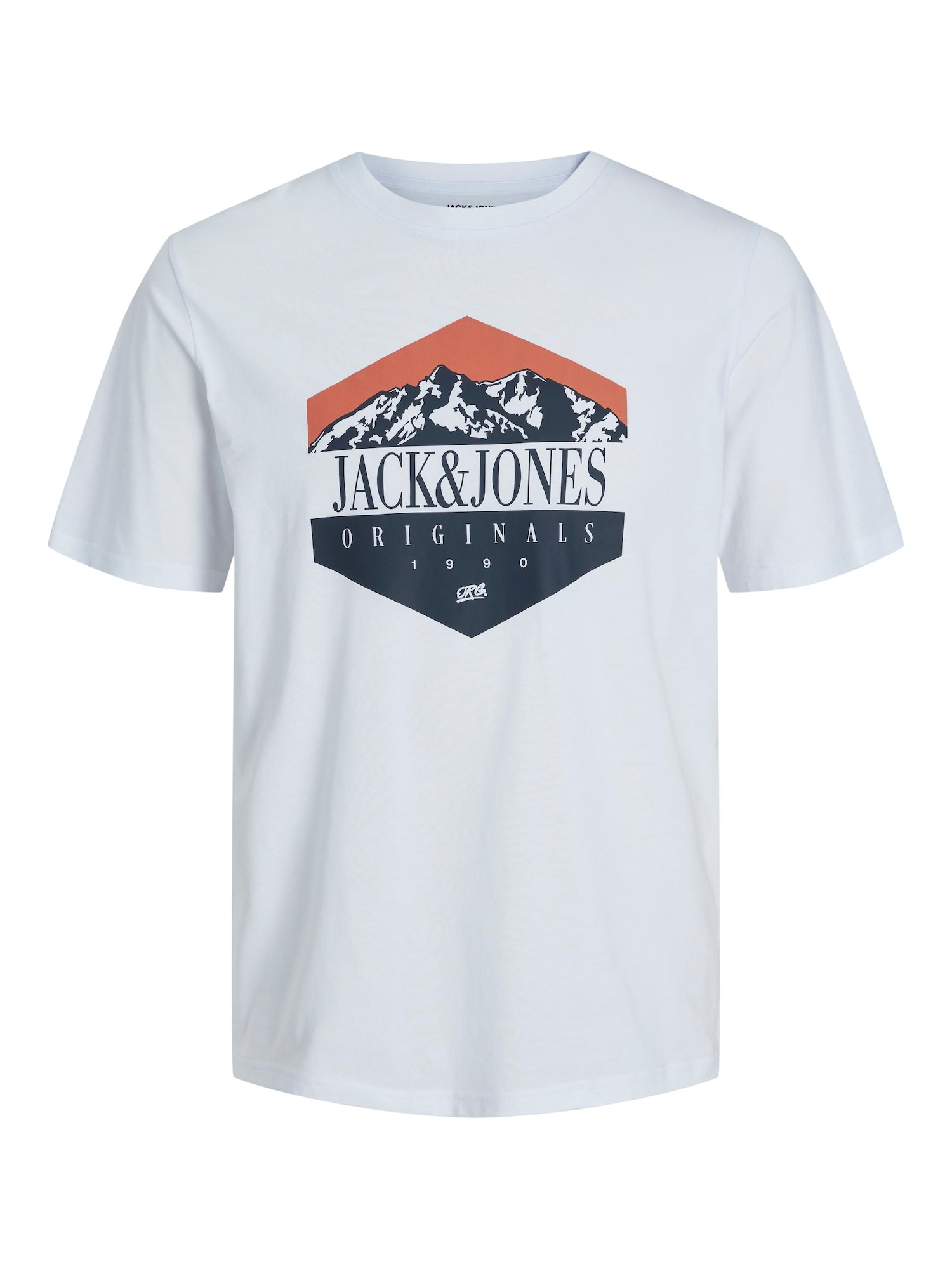 JACK & JONES Tricou 'WALTER'  bleumarin / portocaliu homar / alb