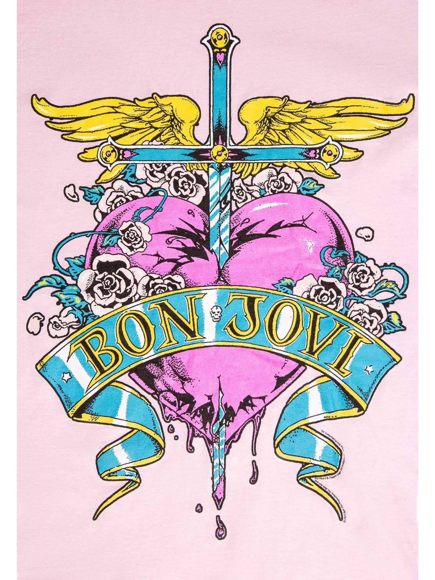 Bon Jovi Camiseta 'Bon Jovi Heart Vintage T-Shirt'  rosa – imagen 2