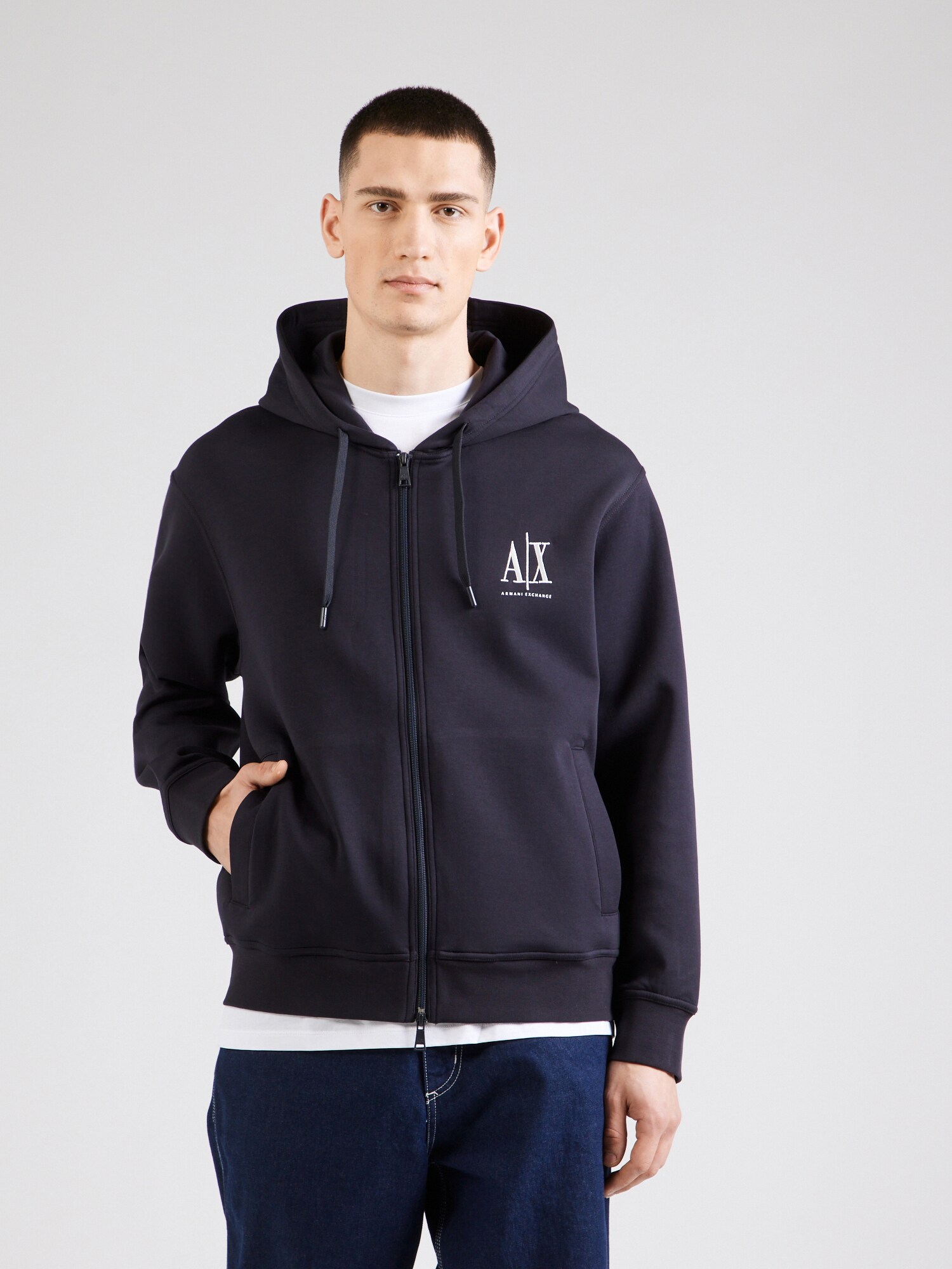 ARMANI EXCHANGE Tréning dzseki  tengerészkék / fehér termék 2. képe