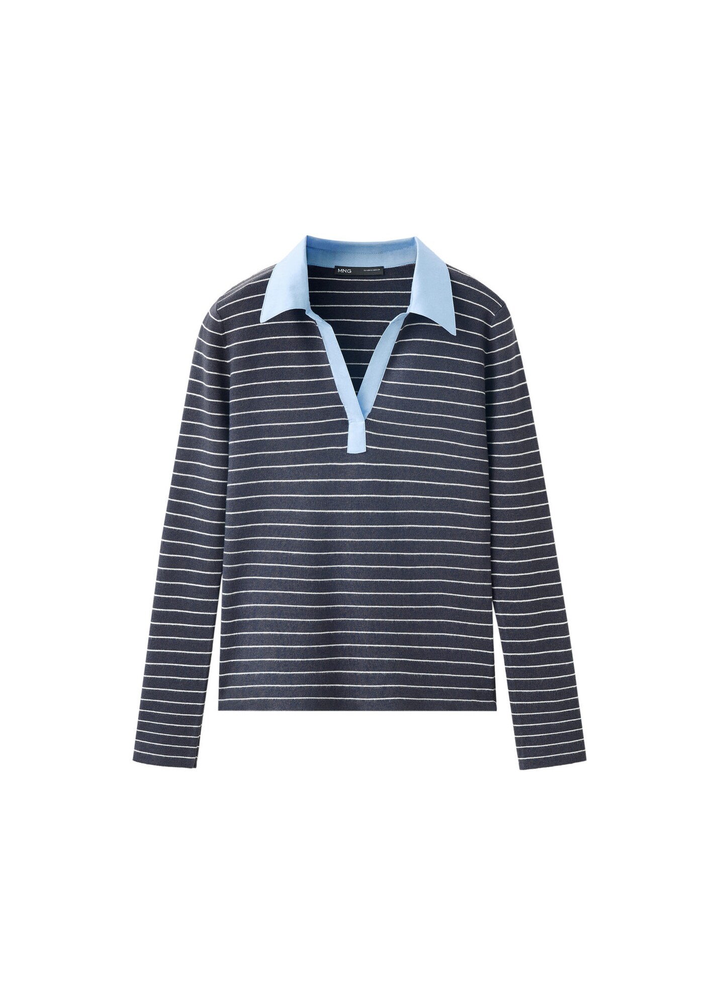 MANGO Tricou MARIS albastru deschis / gri metalic / alb