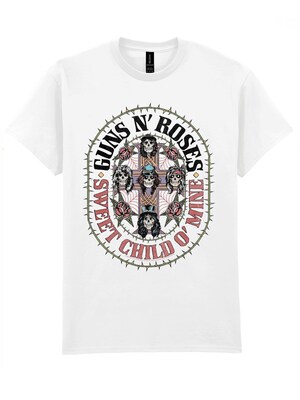 GUNS N' ROSES Camiseta  gris / rojo / negro / blanco