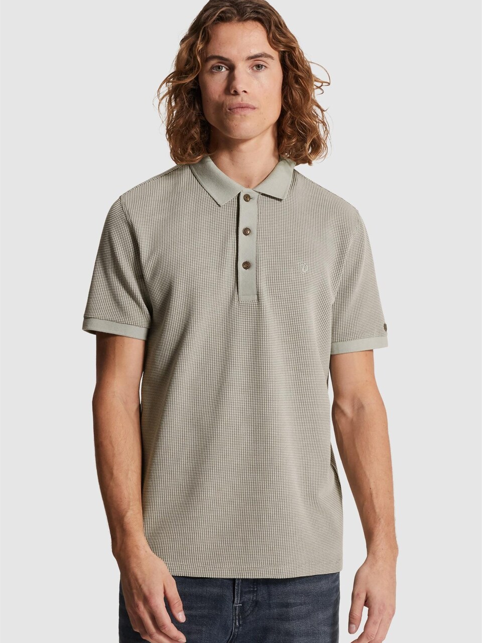 T-shirt 'Polo shirt with two-tone waffle texture'