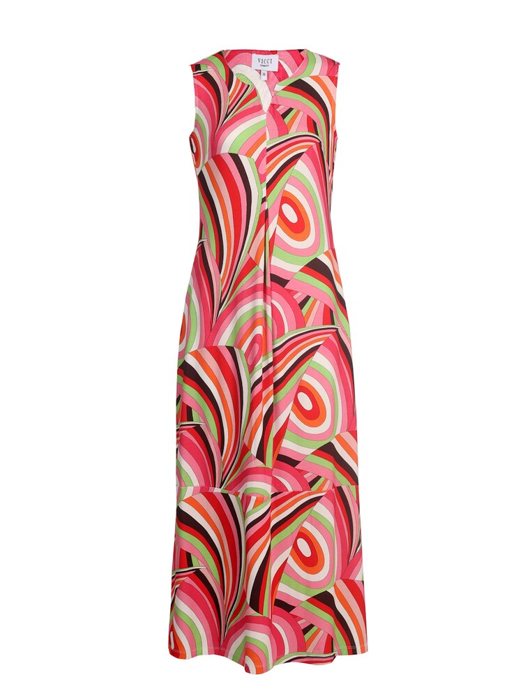 VICCI Germany Maxikleid mit seitlichem Reißverschluss, Model trägt Größe 36 Damen Größe 38 bunt Winterkleid