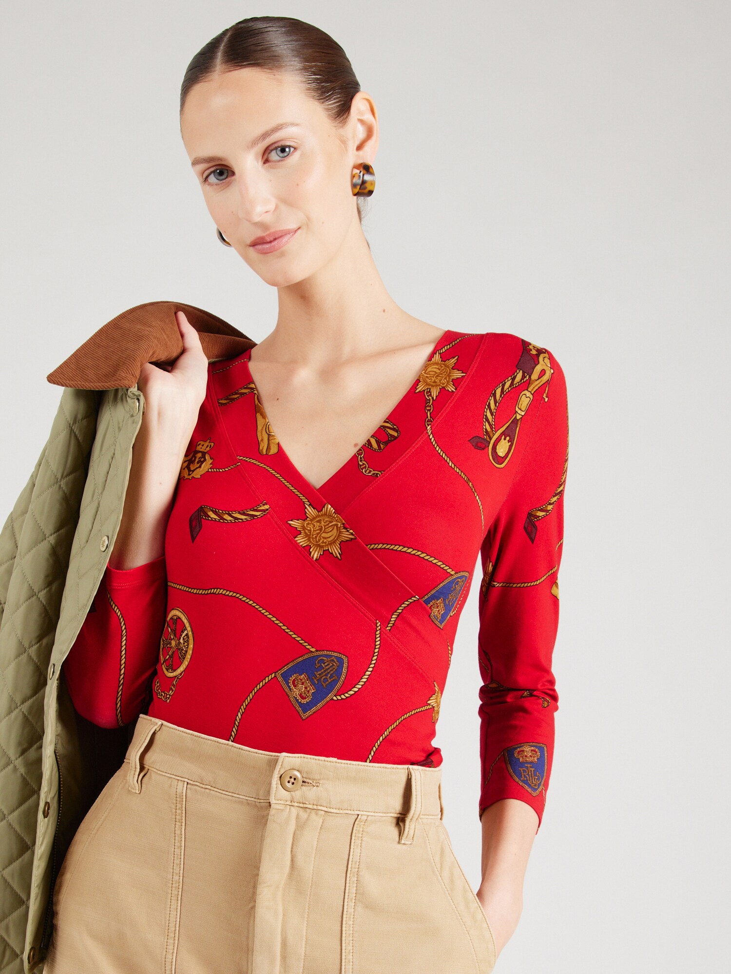 Lauren Ralph Lauren Póló 'ALAYJA'  tengerészkék / barna / umbra / piros termék 2. képe
