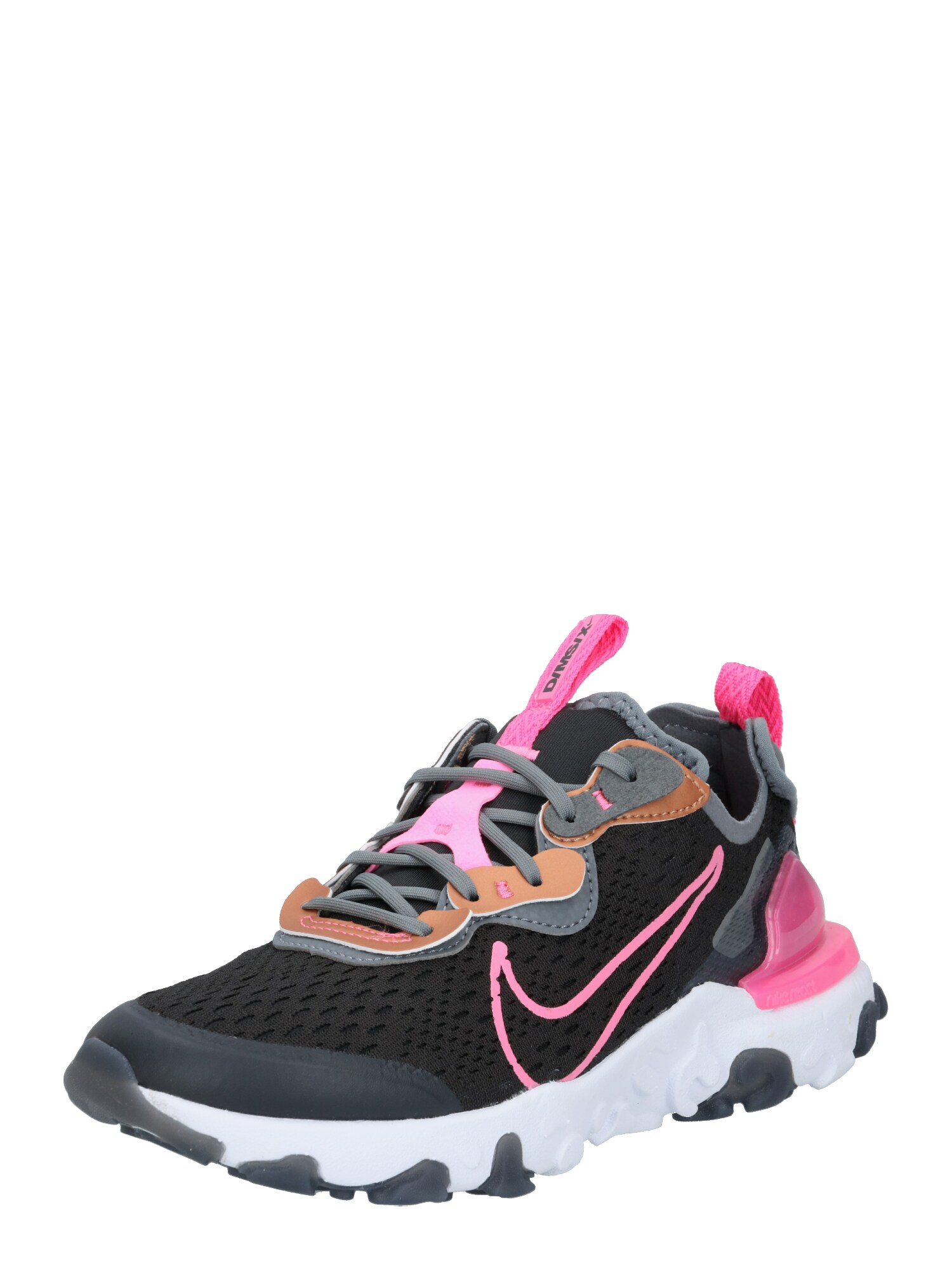 Nike Sportswear Sportbačiai 'React Vision'  rožinė / juoda / šviesiai ruda / pilka / tamsiai pilka