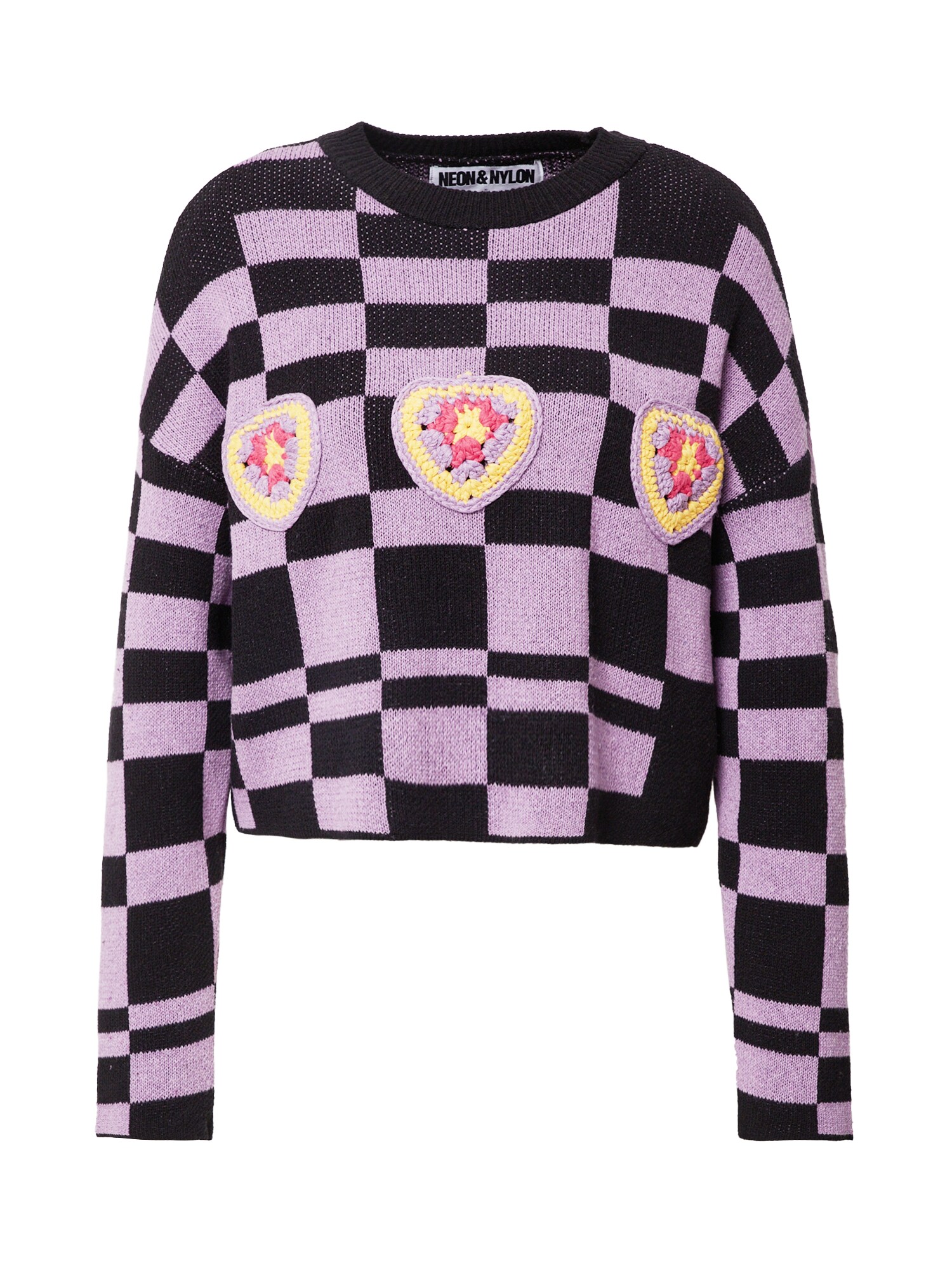 NEON & NYLON Pullover 'NEOHEART'  roxo claro / preto