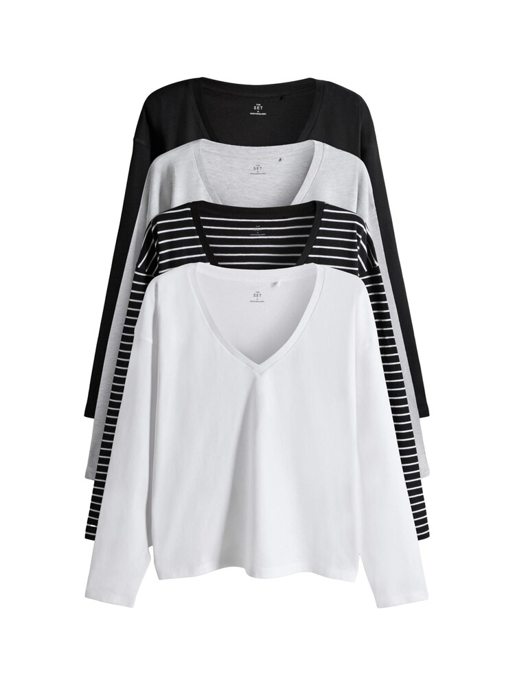 The Set Shirt Damen Größe XL graumeliert / schwarz / weiß