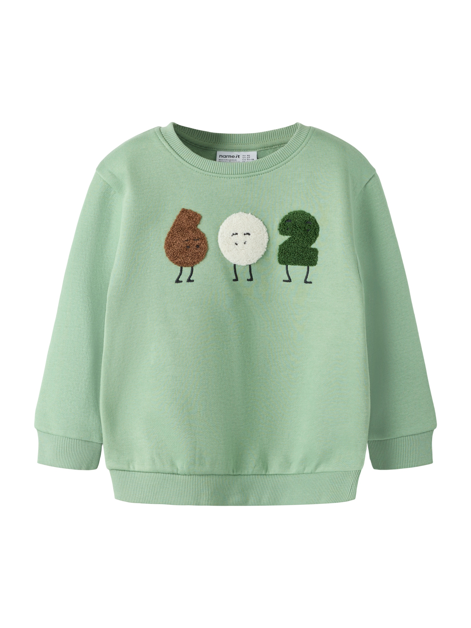 NAME IT Bluză de molton NMMOLAV maro / verde deschis / alb