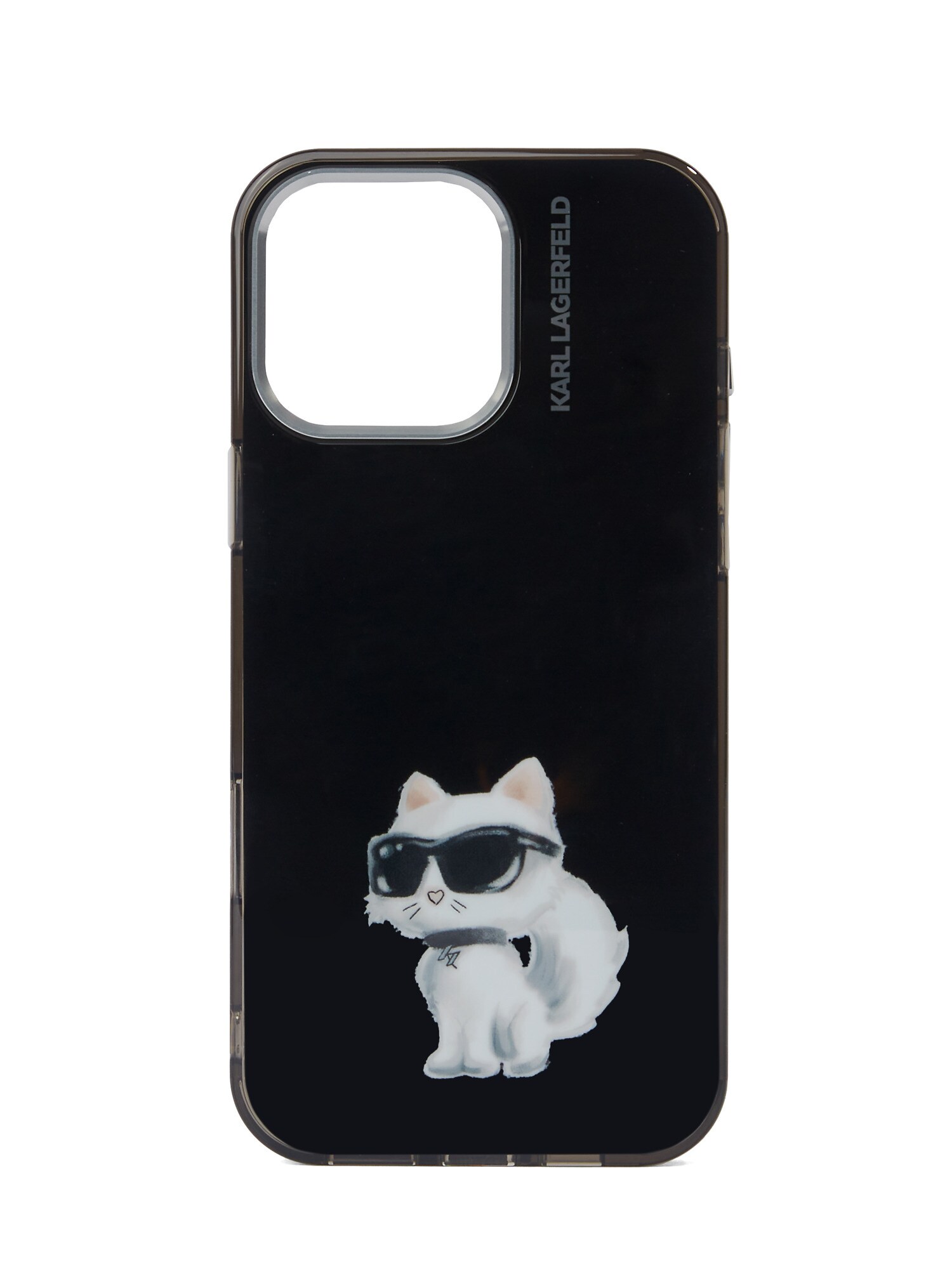 Karl Lagerfeld Puzdro na mobil 'iPhone 16 Pro Max' svetlosivá / čierna