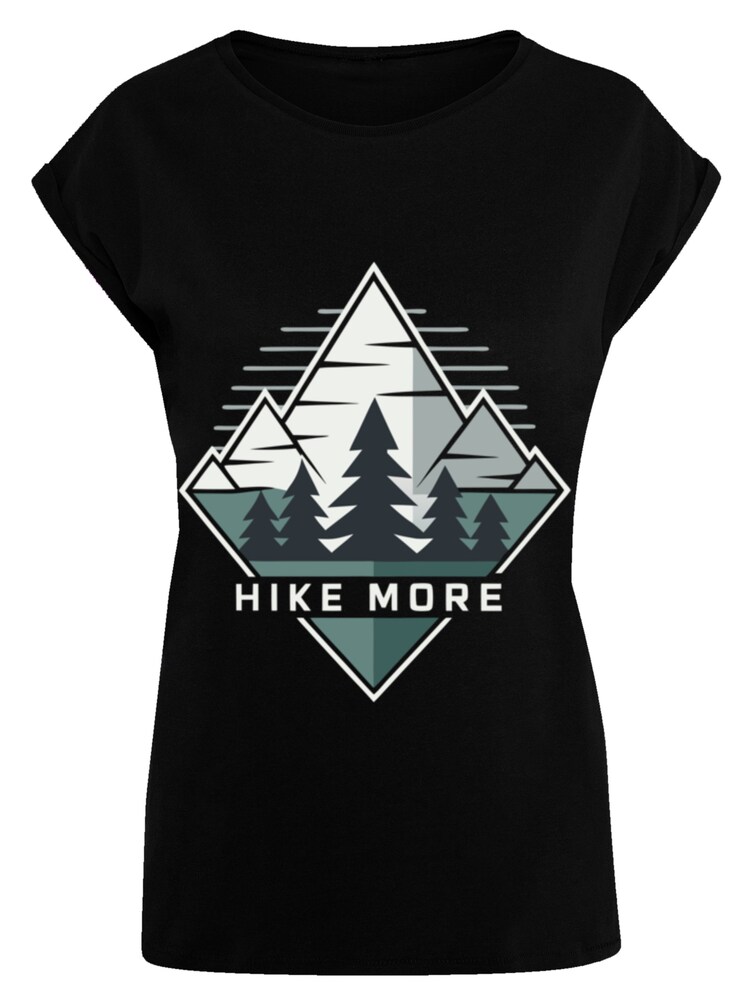 F4NT4STIC T-Shirt 'Hike More Mountains' Damen Größe XS graphit / schwarz / weiß