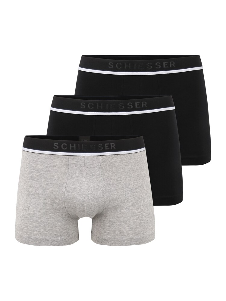 SCHIESSER Boxershorts Herren Größe M/L graumeliert / schwarz / weiß