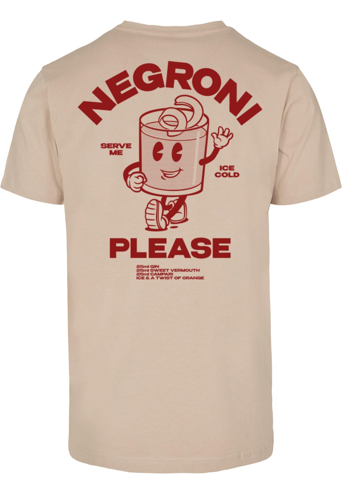 Mister Tee Póló 'Negroni Please'  homok / piros mix termék 2. képe