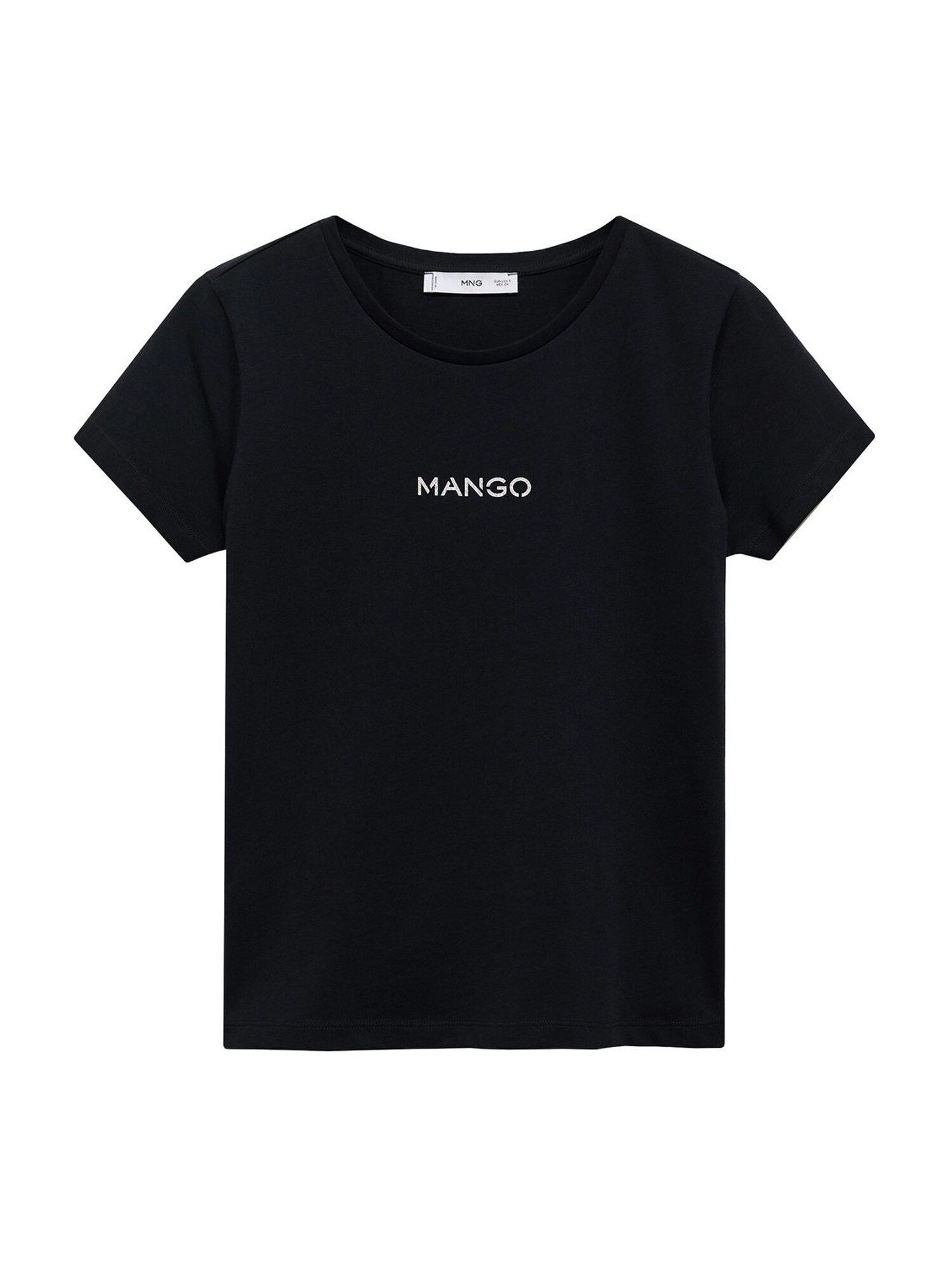MANGO Tričko 'Mangolog'  čierna / strieborná