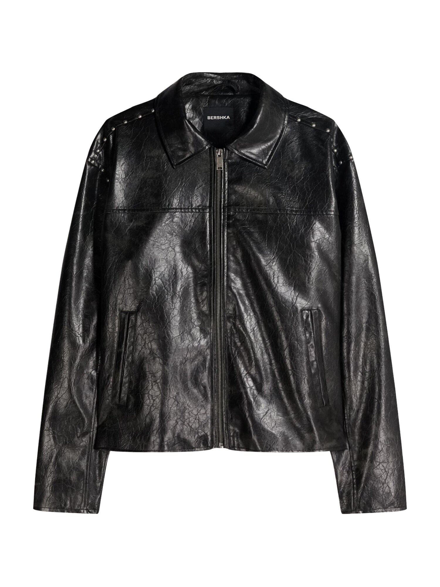 Bershka Geacă de primăvară-toamnă  negru
