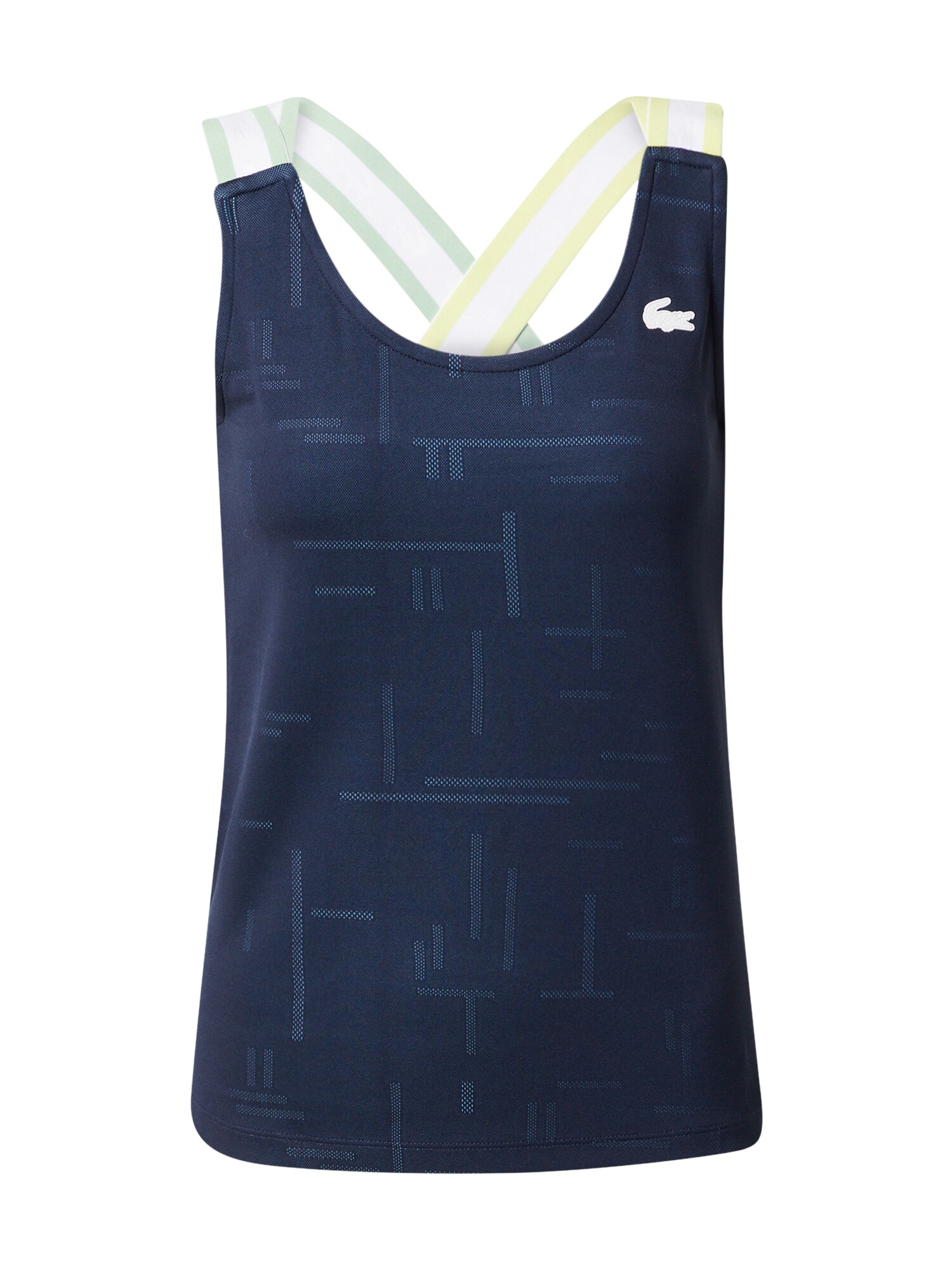 Lacoste Sport Sportiniai marškinėliai be rankovių gelsvai pilka spalva / šviesiai mėlyna / tamsiai mėlyna / balta