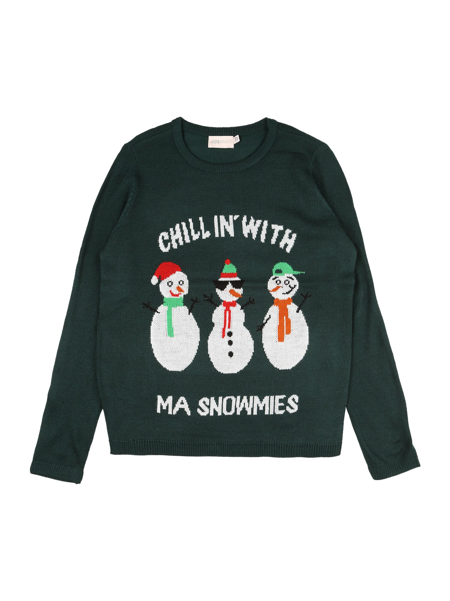 KIDS ONLY Megztinis 'XMAS CHILL'  įdegio spalva / balta / šviesiai žalia / raudona
