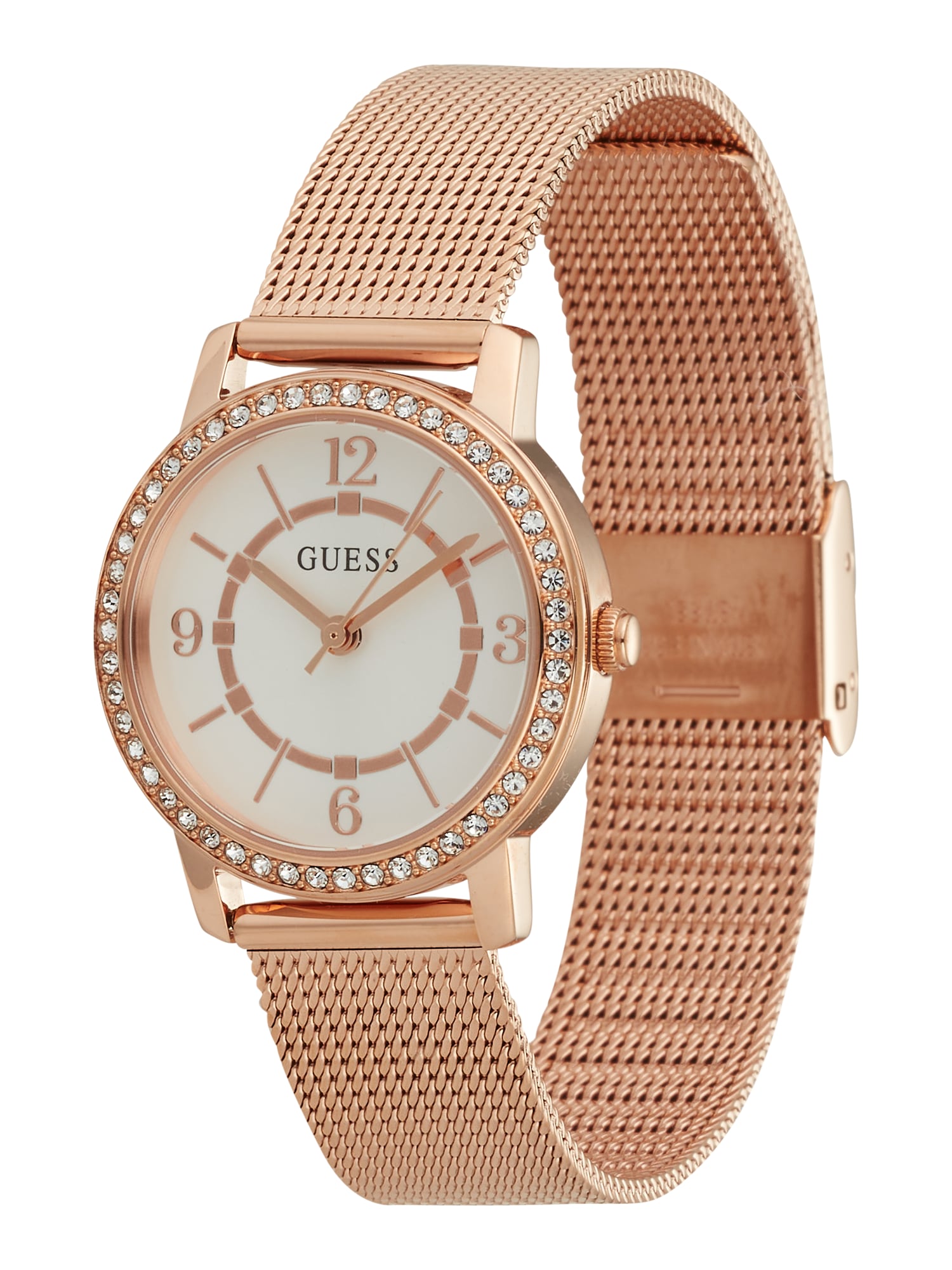 GUESS Analoginis (įprasto dizaino) laikrodis rožinio aukso spalva / balta