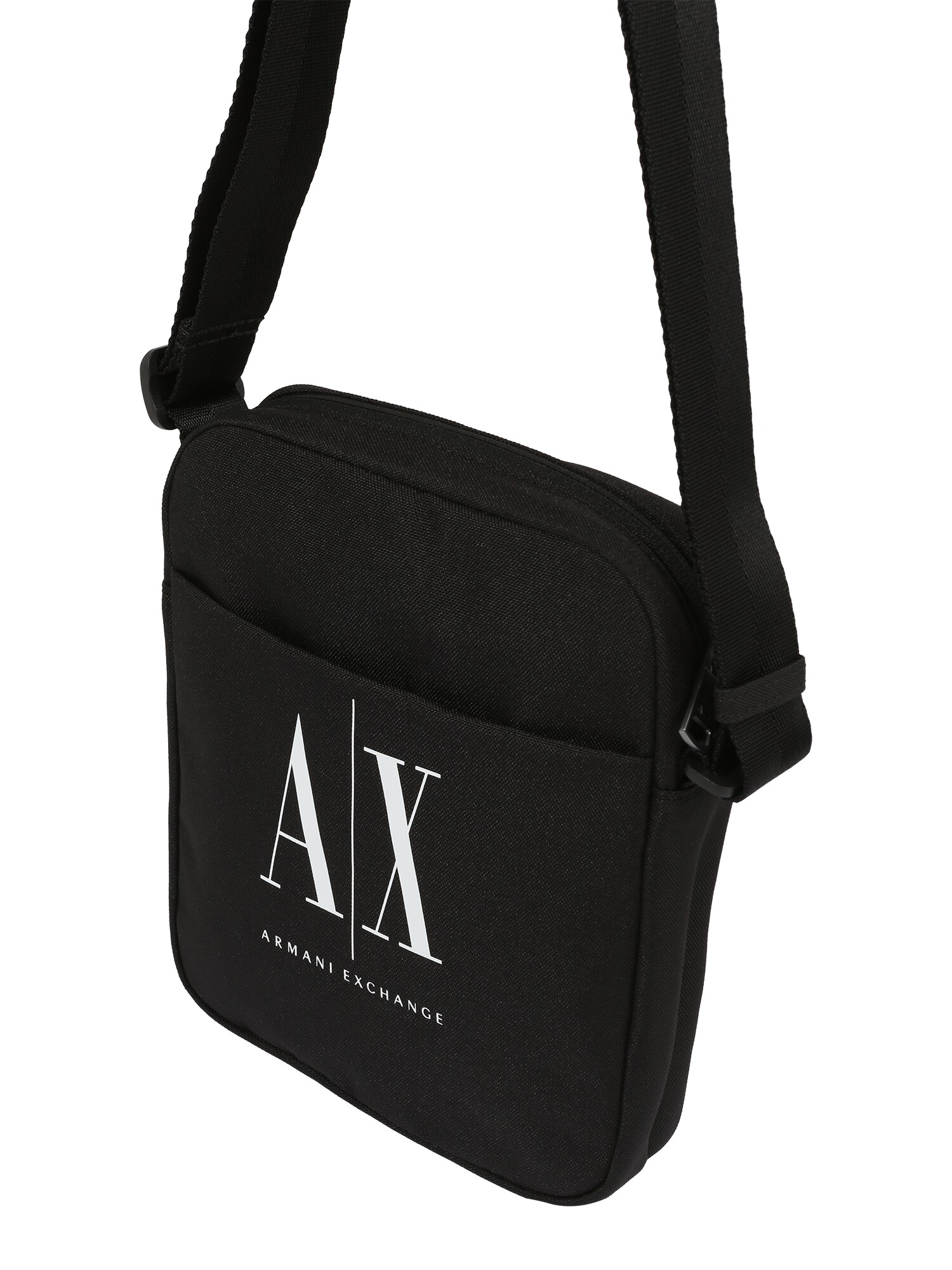 ARMANI EXCHANGE Чанта за през рамо тип преметка  черно / бяло