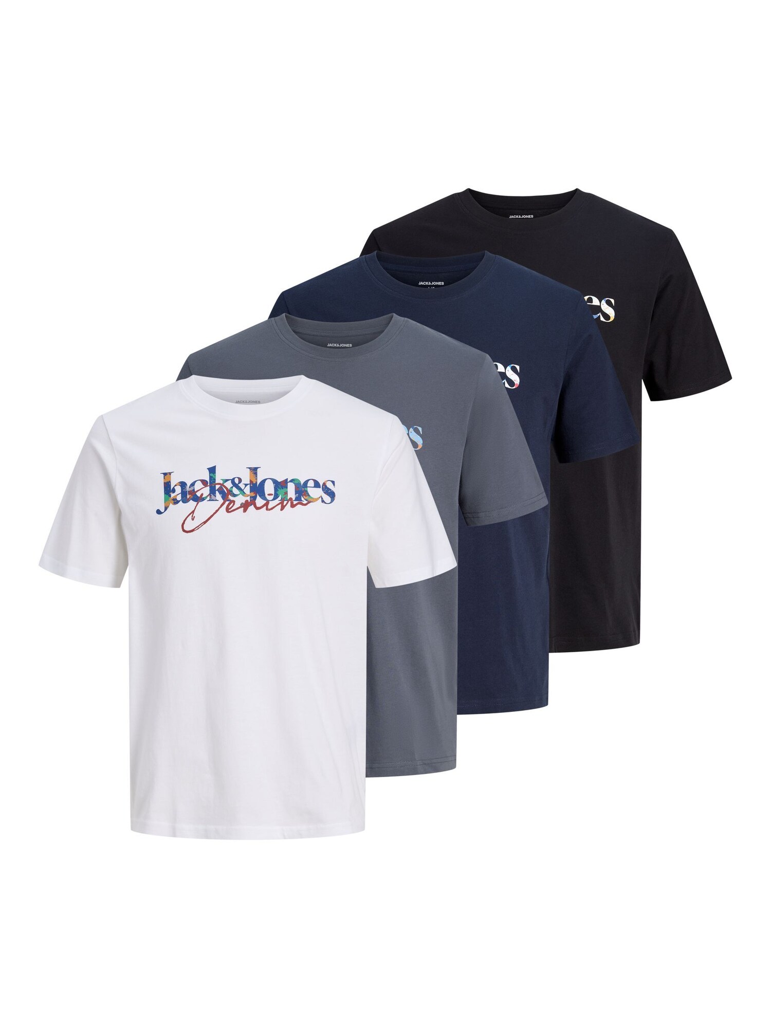 JACK & JONES Tričko 'JJTOM'  námornícka modrá / sivá / čierna / biela