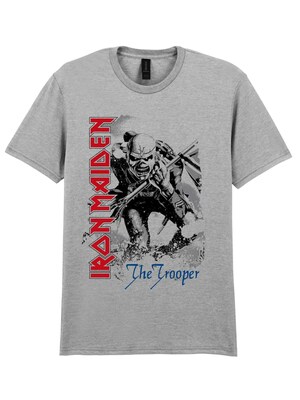 Iron Maiden Camiseta 'Iron  Maiden Trooper Close-Up  T-Shirt'  gris