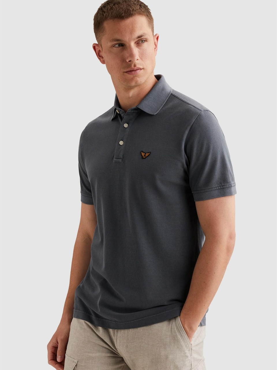 T-shirt 'Polo shirt with tailwing logo and garment-dye wash'