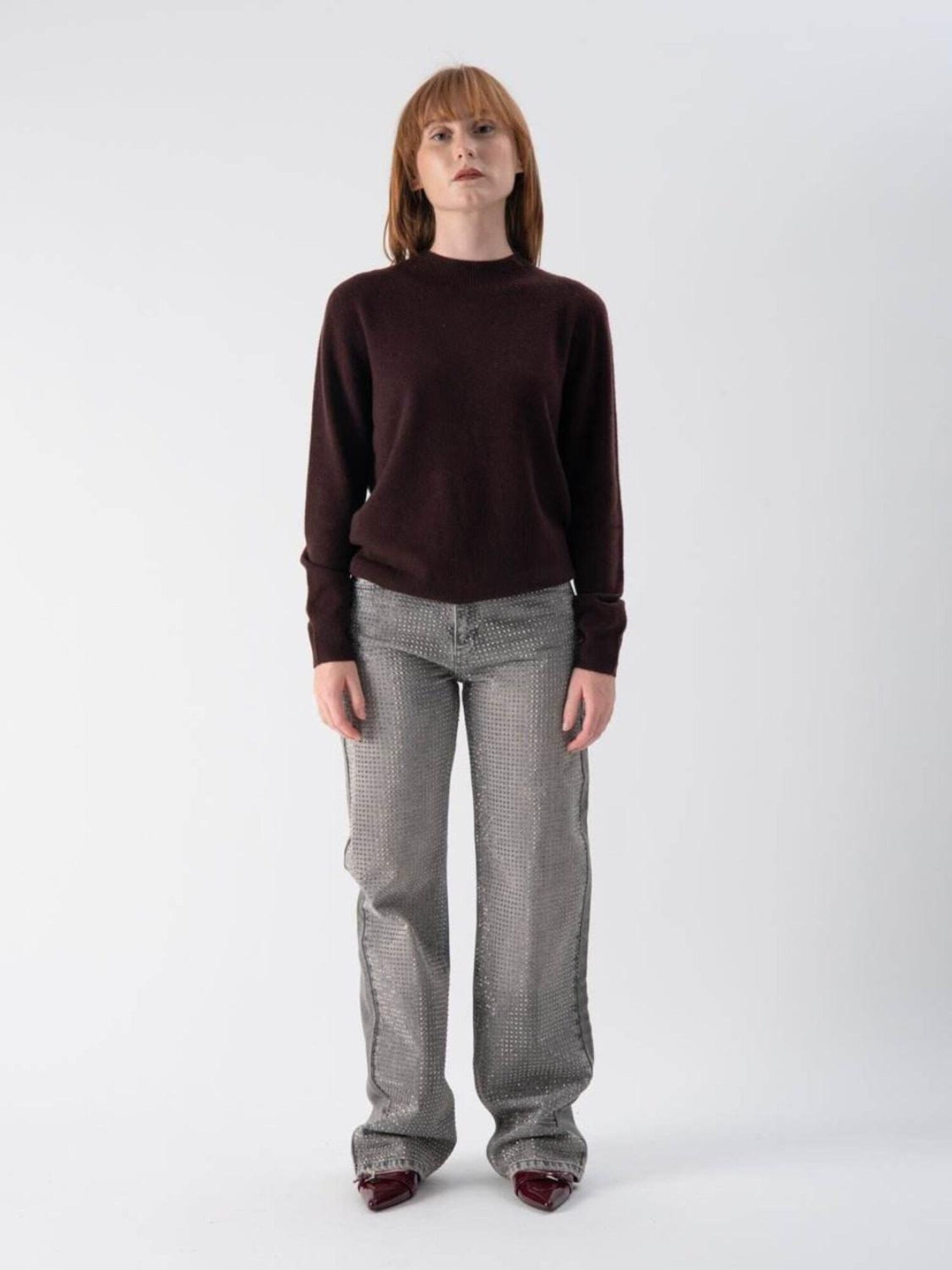 MND Vaquero 'Jeans wide leg con strass'  gris