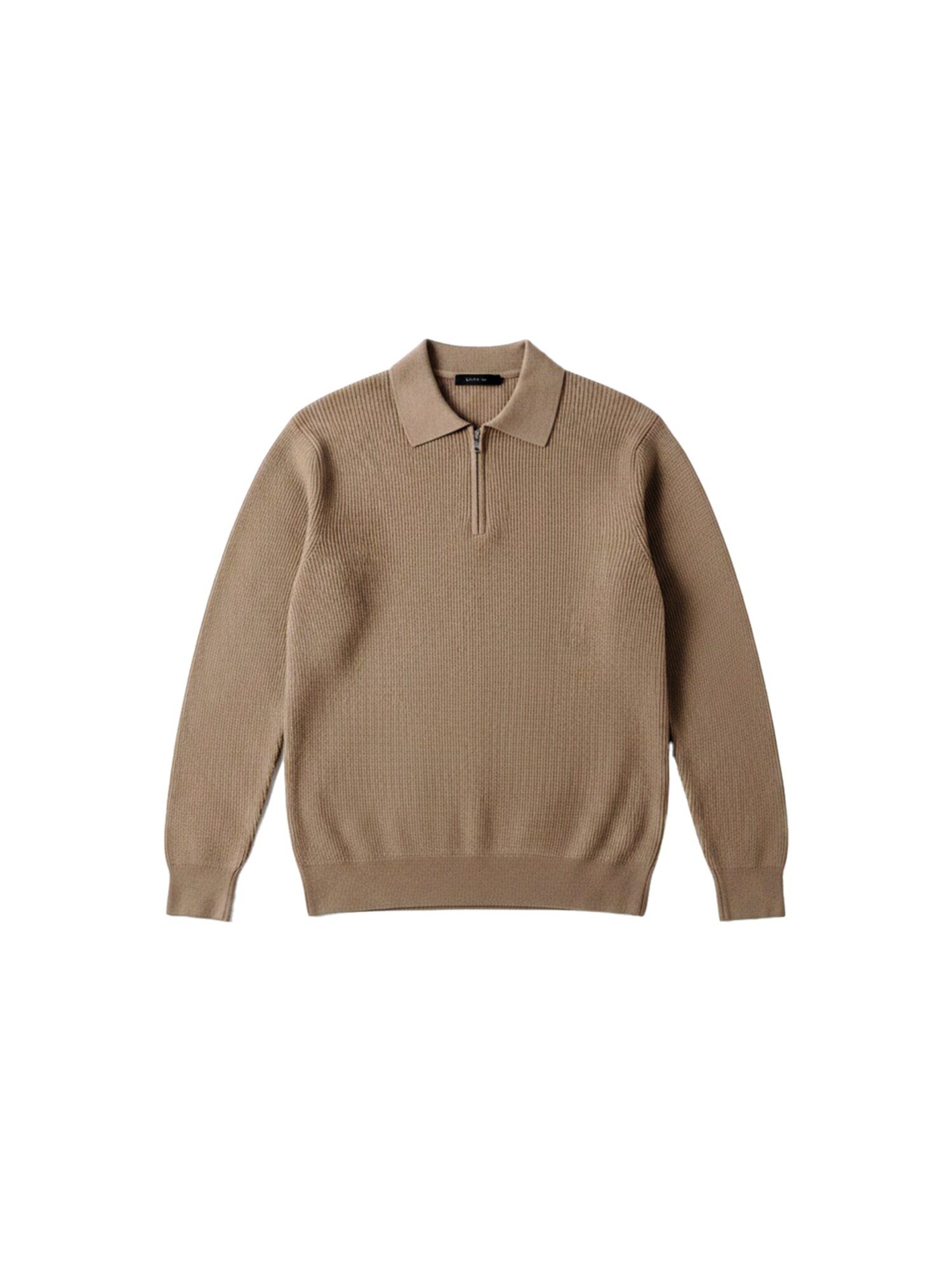 Kleidermafia Jersey 'Slim Fit Knit Zipper Polo Sweater - Camel'  camelo
