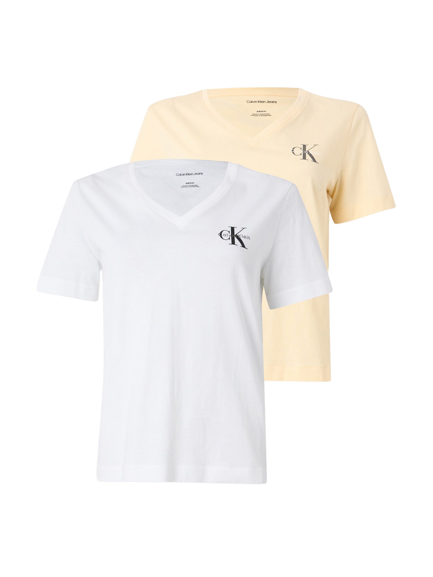 Calvin Klein Jeans Tricou  galben pastel / negru / alb