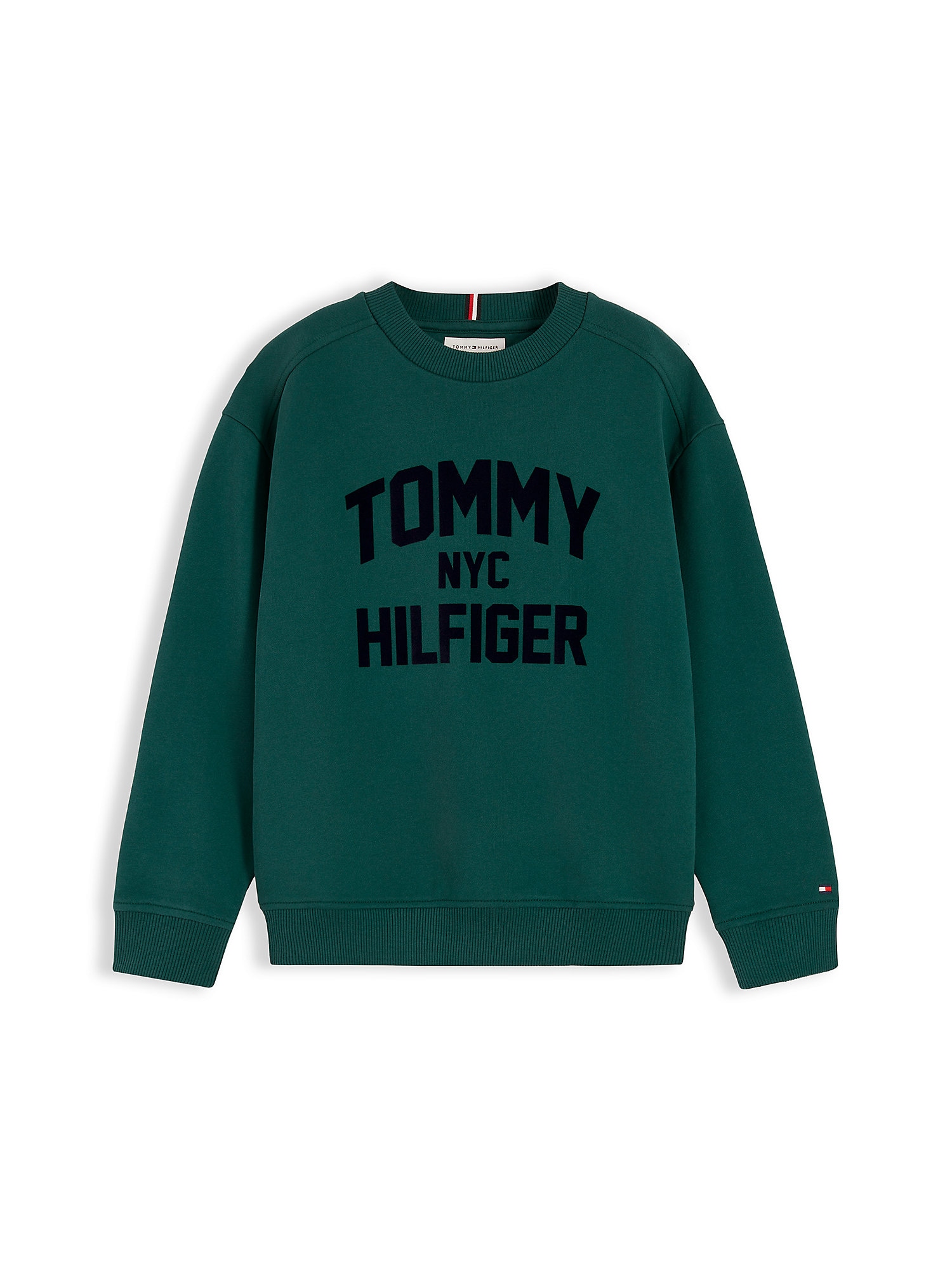 TOMMY HILFIGER Bluză de molton BRAND LOVE verde smarald / negru