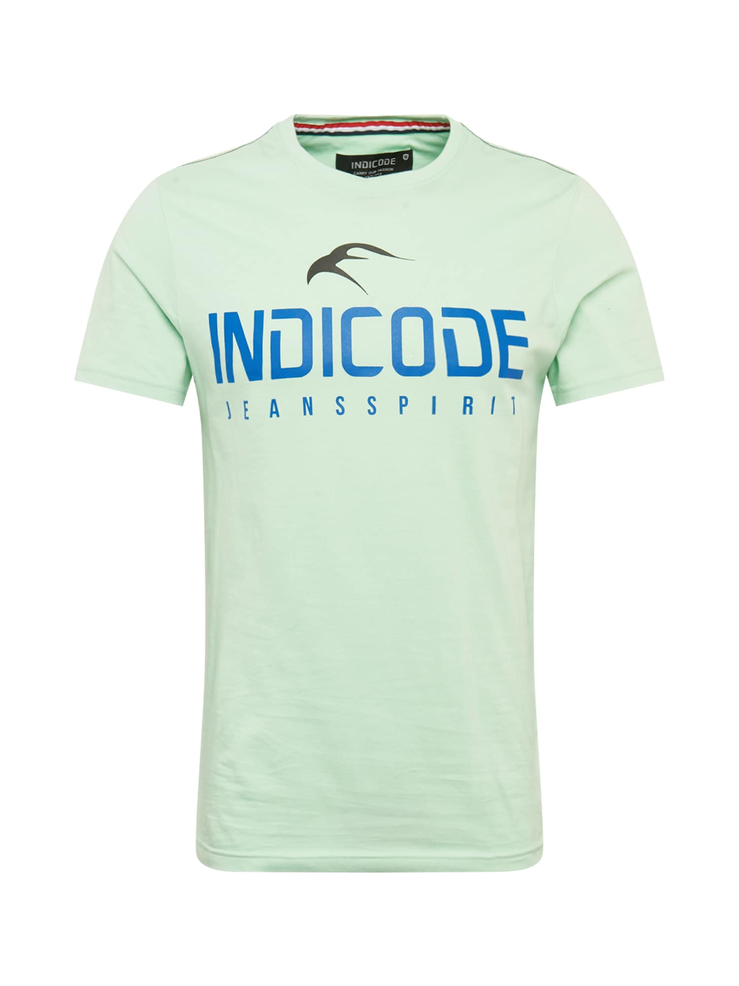 INDICODE JEANS Marškinėliai  pastelinė žalia / mėlyna / juoda