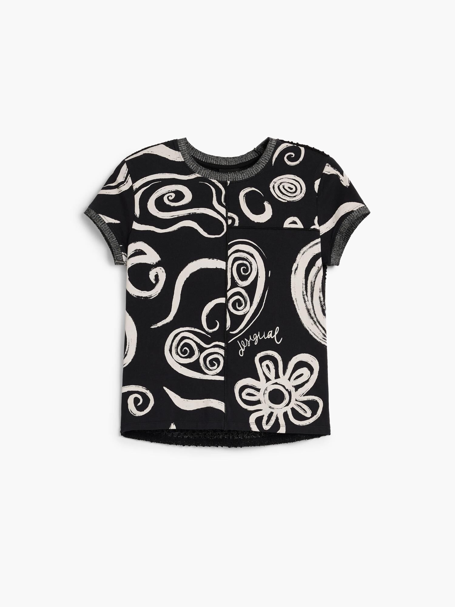 Desigual Tricou negru / alb murdar