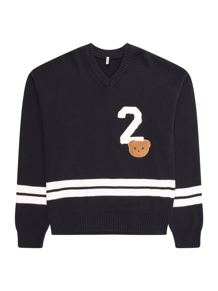 ONLY GIRLS Pullover 'KOGJANNY' Mädchen Größe 122/128 beige / nachtblau / weiß