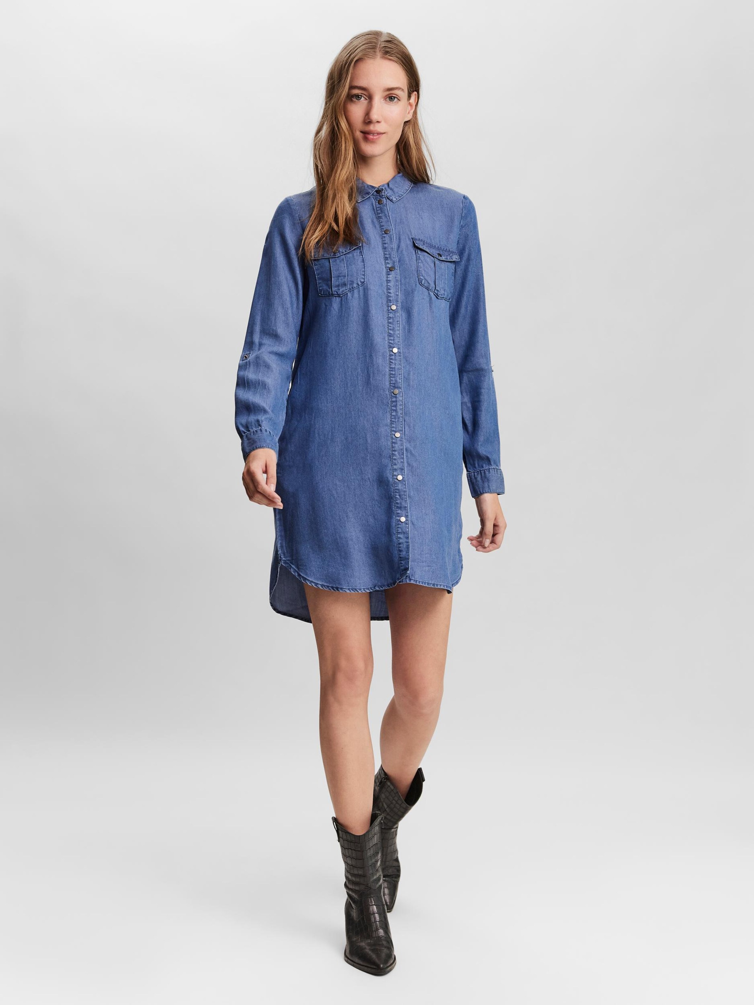 Vero Moda Robe-Chemise 'silla' 38 Bleu